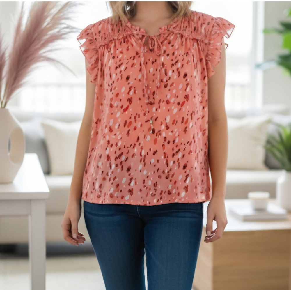 Zoey & Leelo‎ Womens Blouse Size XL ORANGE